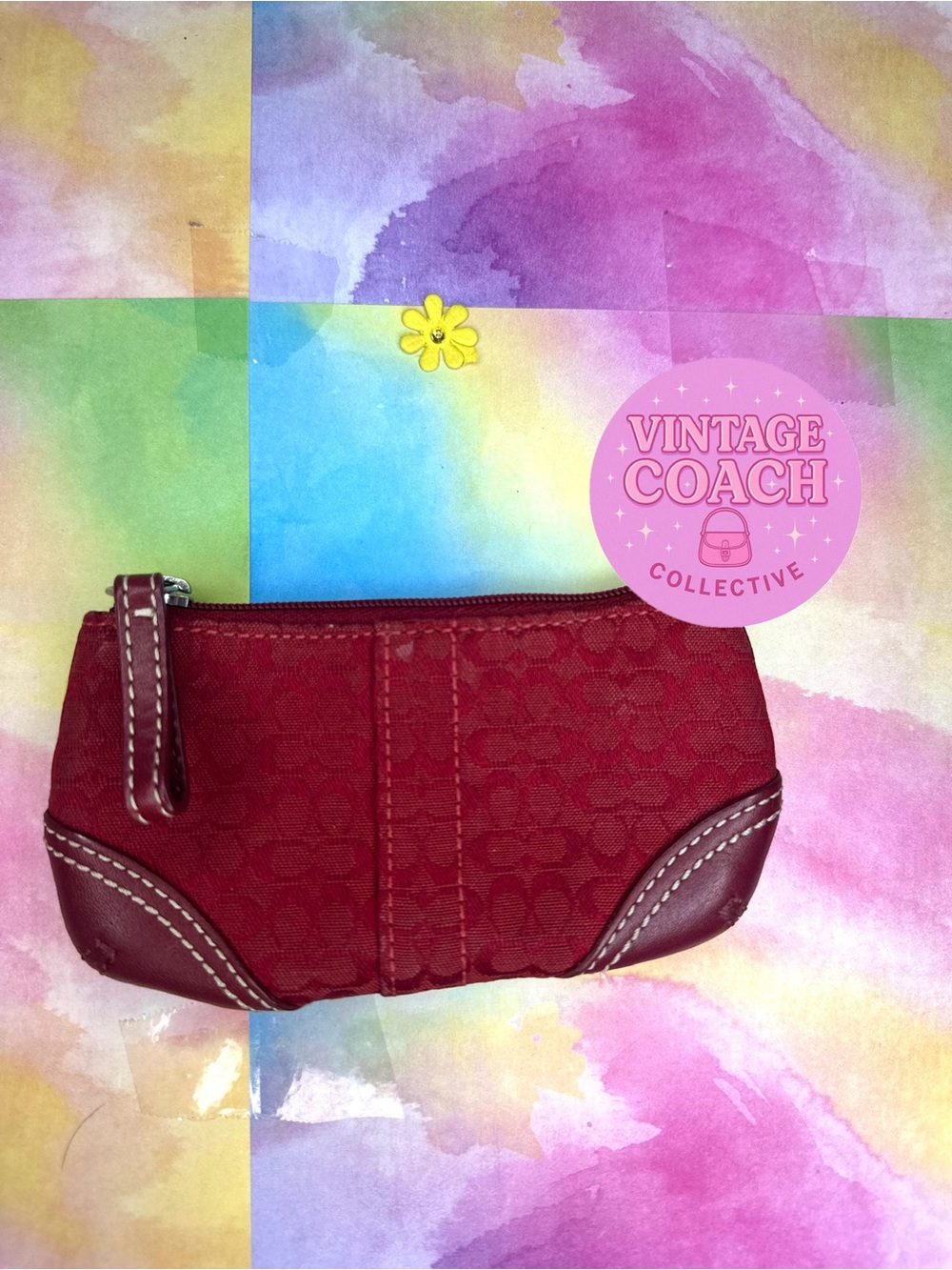 Red coach monogram card case : change purse